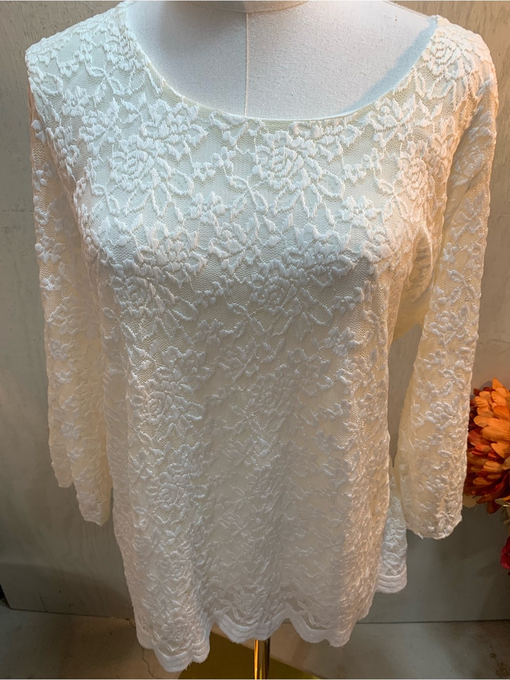 Christopher & Banks Ivory Lace Top